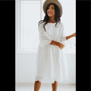 Betty Eyelet Ruffle Sleeve Dress